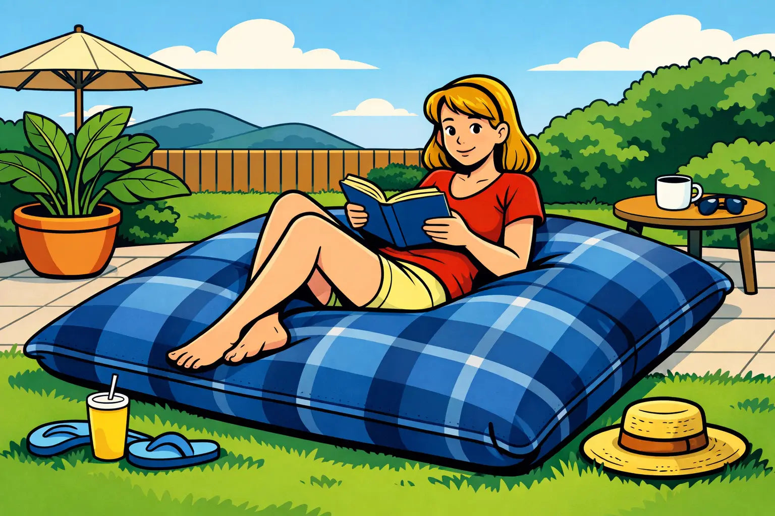 Guide coin lecture avec bean bag extérieur