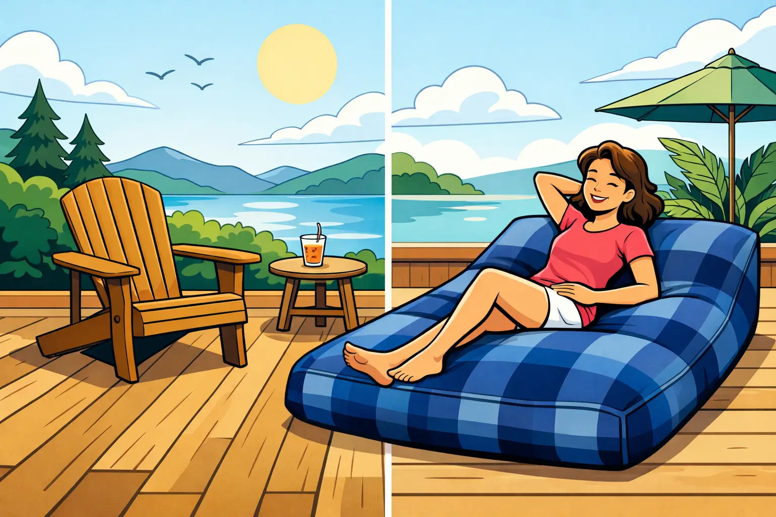 Chaise Adirondack vs bean bag outdoor