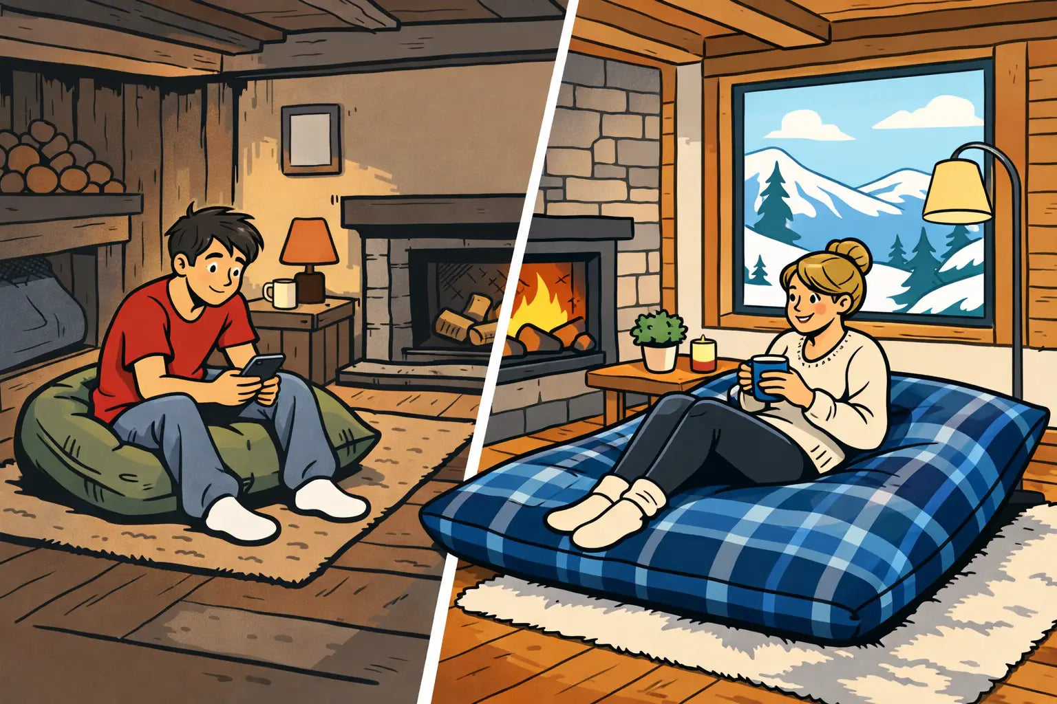 Avant après coin détente chalet réussi