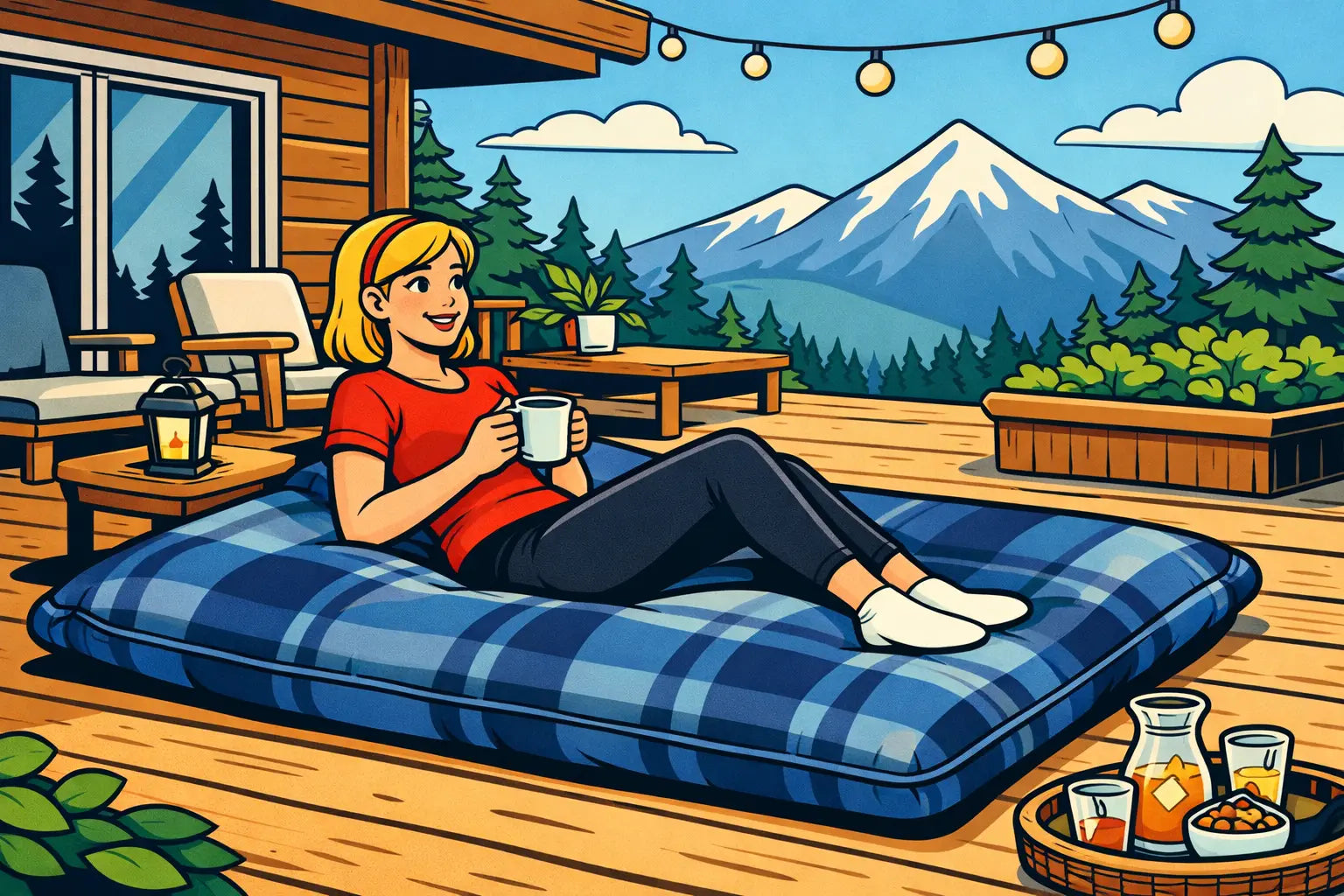 Comment aménager terrasse chalet avec bean bag