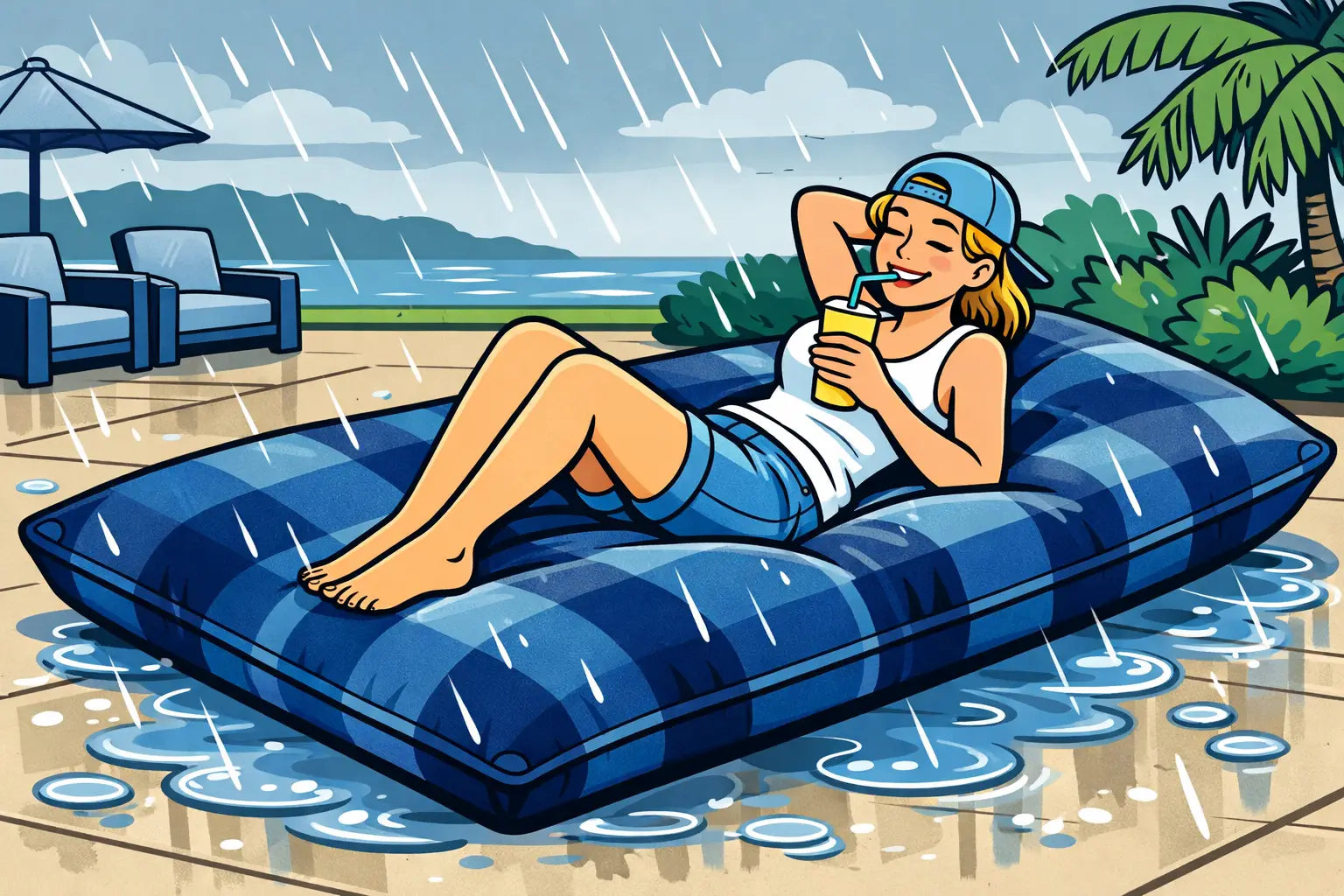 Un pouf extérieur résiste-t-il à la pluie ?
